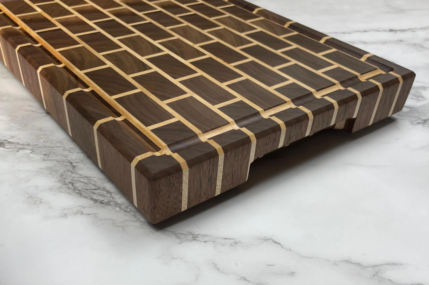 Walnut And Maple Brick Pattern Cutting Board