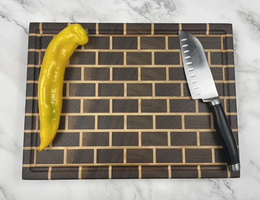 Walnut And Maple Brick Pattern Cutting Board