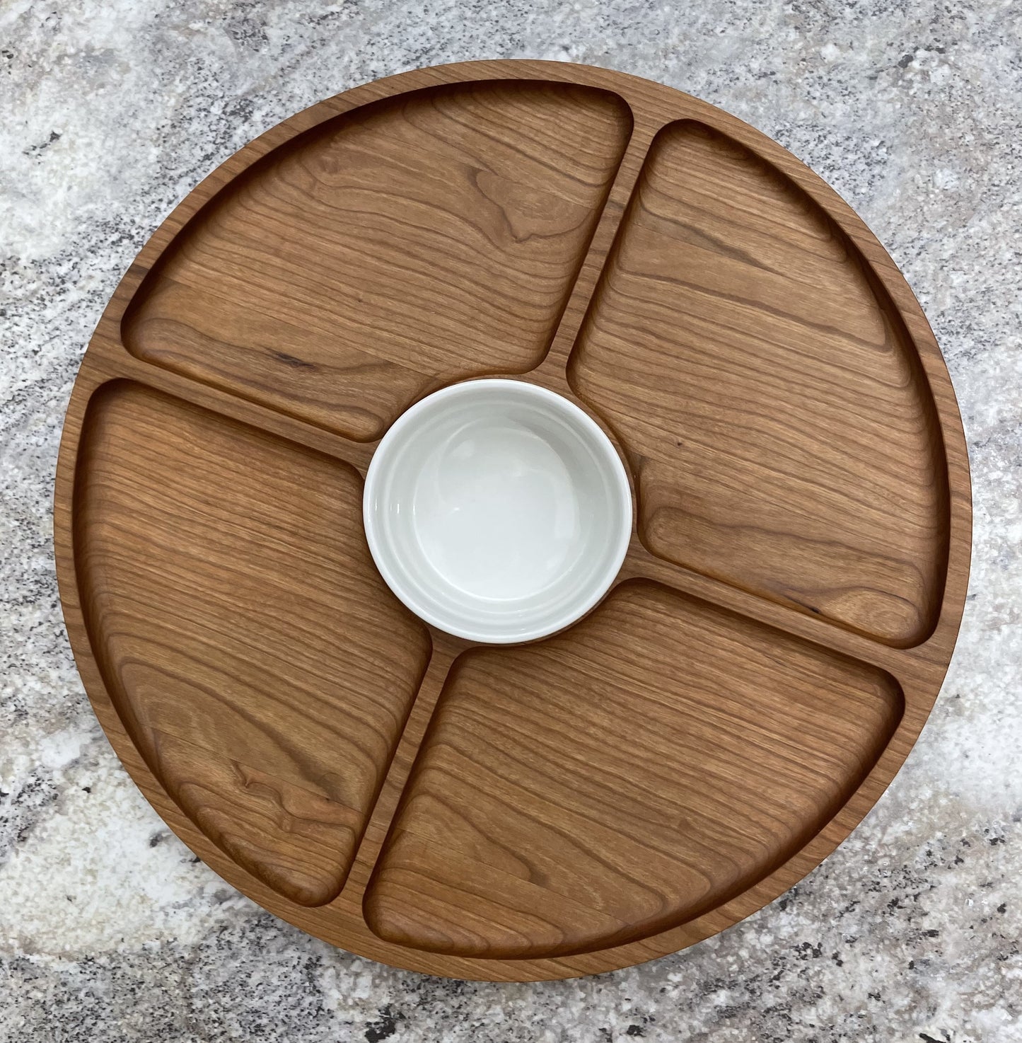 Round Four Hole Serving Tray with Center Dish