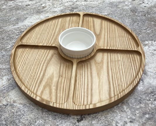 Round Four Hole Serving Tray with Center Dish