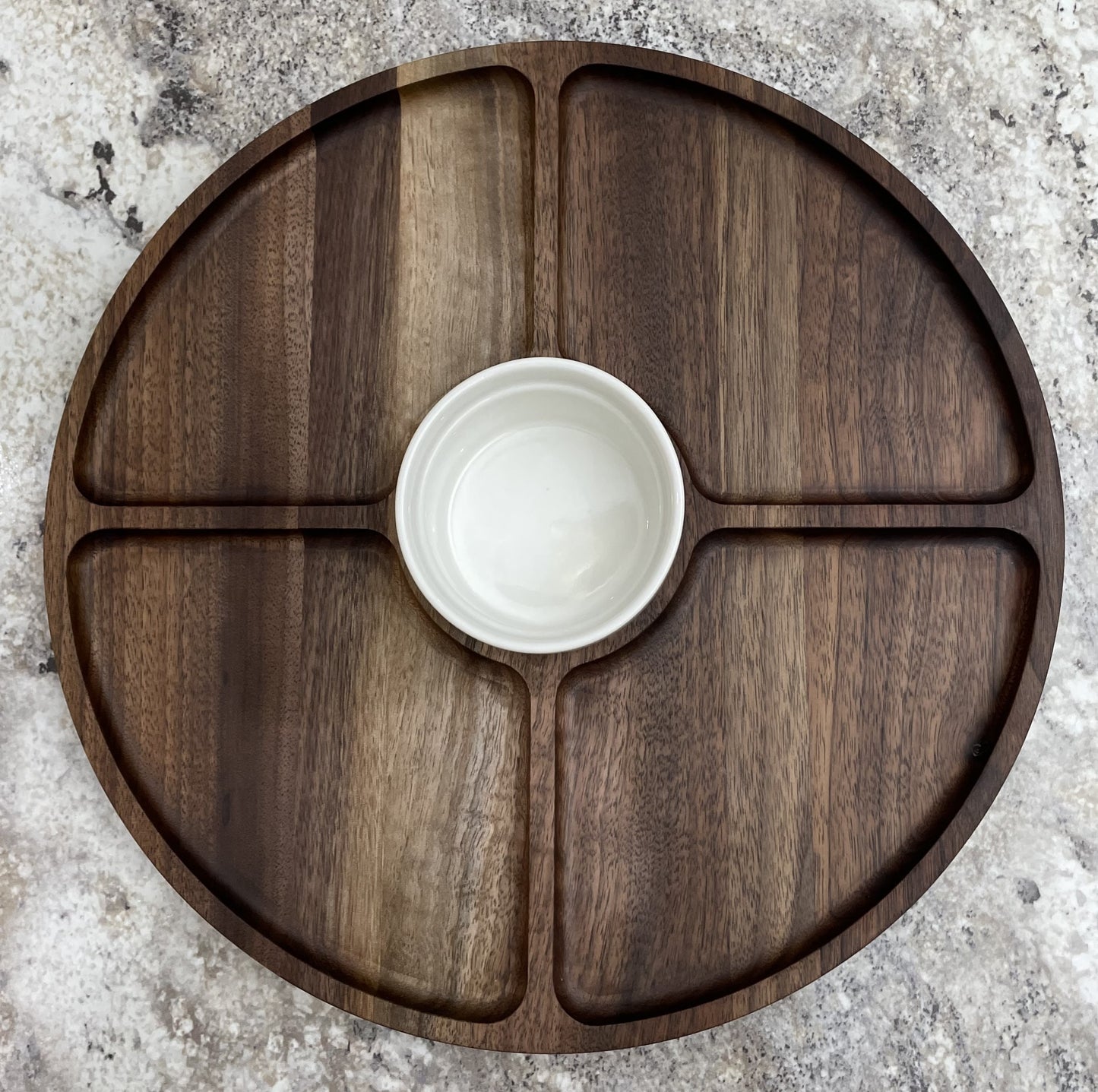 Round Four Hole Serving Tray with Center Dish
