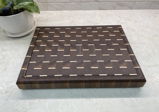 Walnut with Maple Accent End Grain Cutting Board