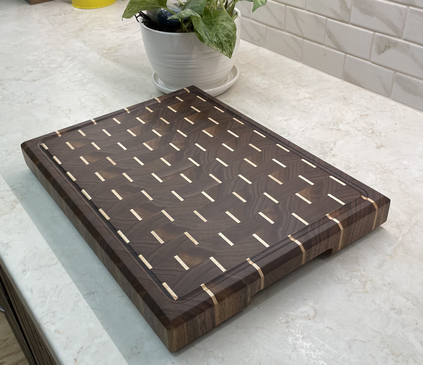 Walnut with Maple Accent End Grain Cutting Board