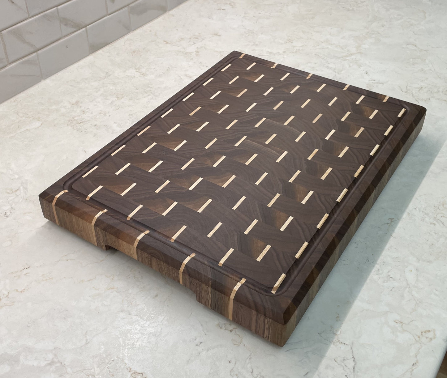 Walnut with Maple Accent End Grain Cutting Board