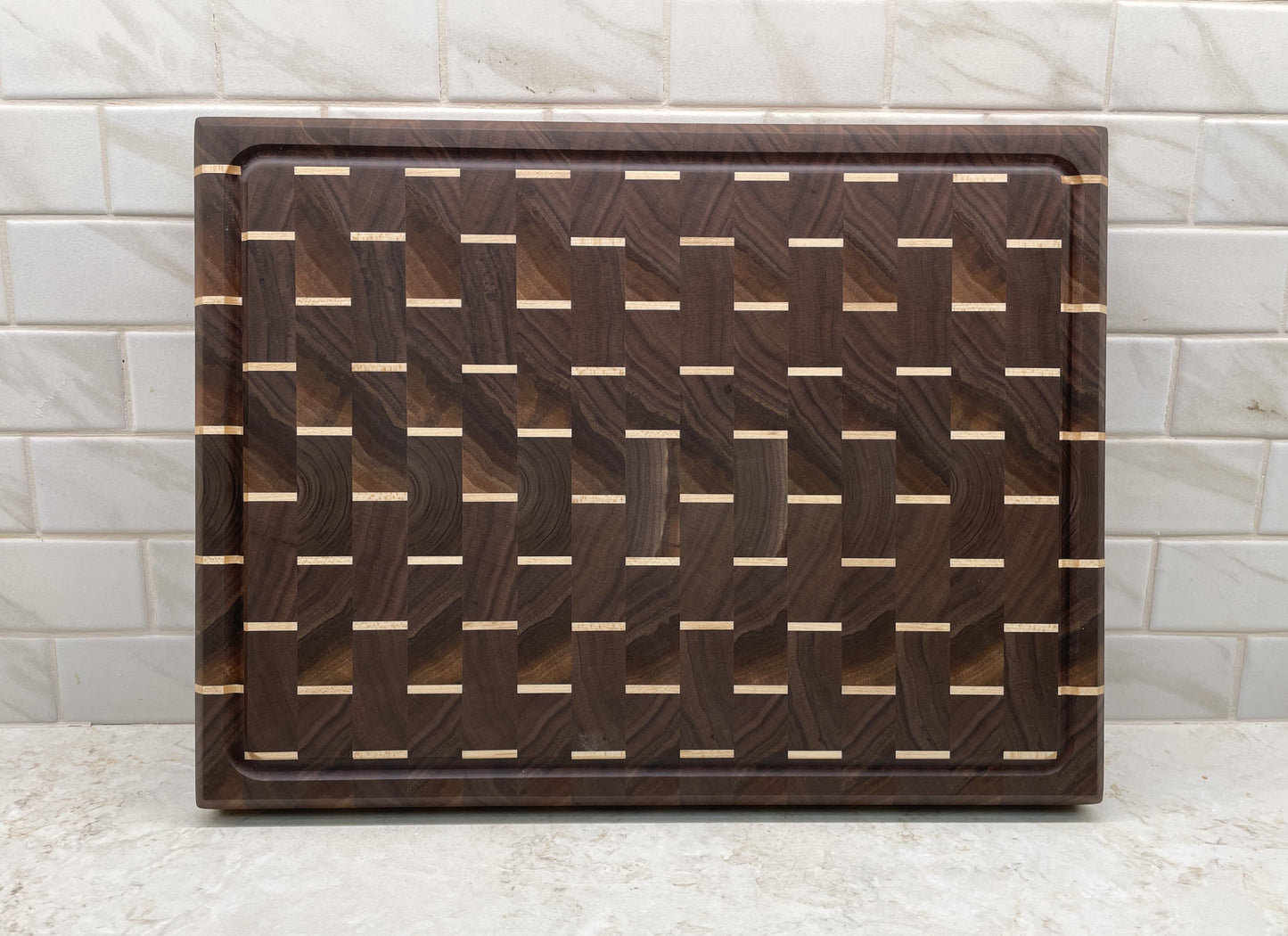 Walnut with Maple Accent End Grain Cutting Board