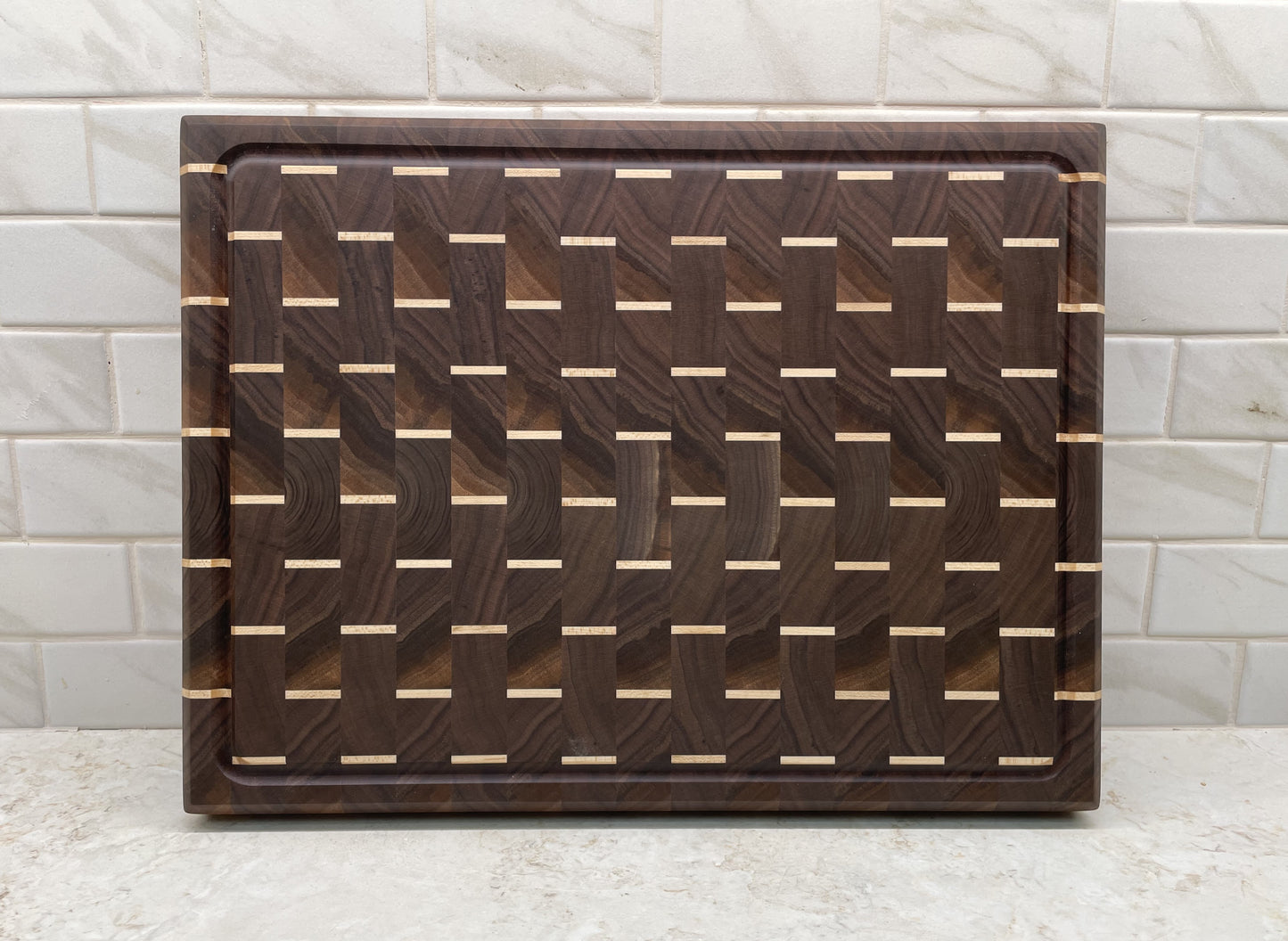Walnut with Maple Accent End Grain Cutting Board