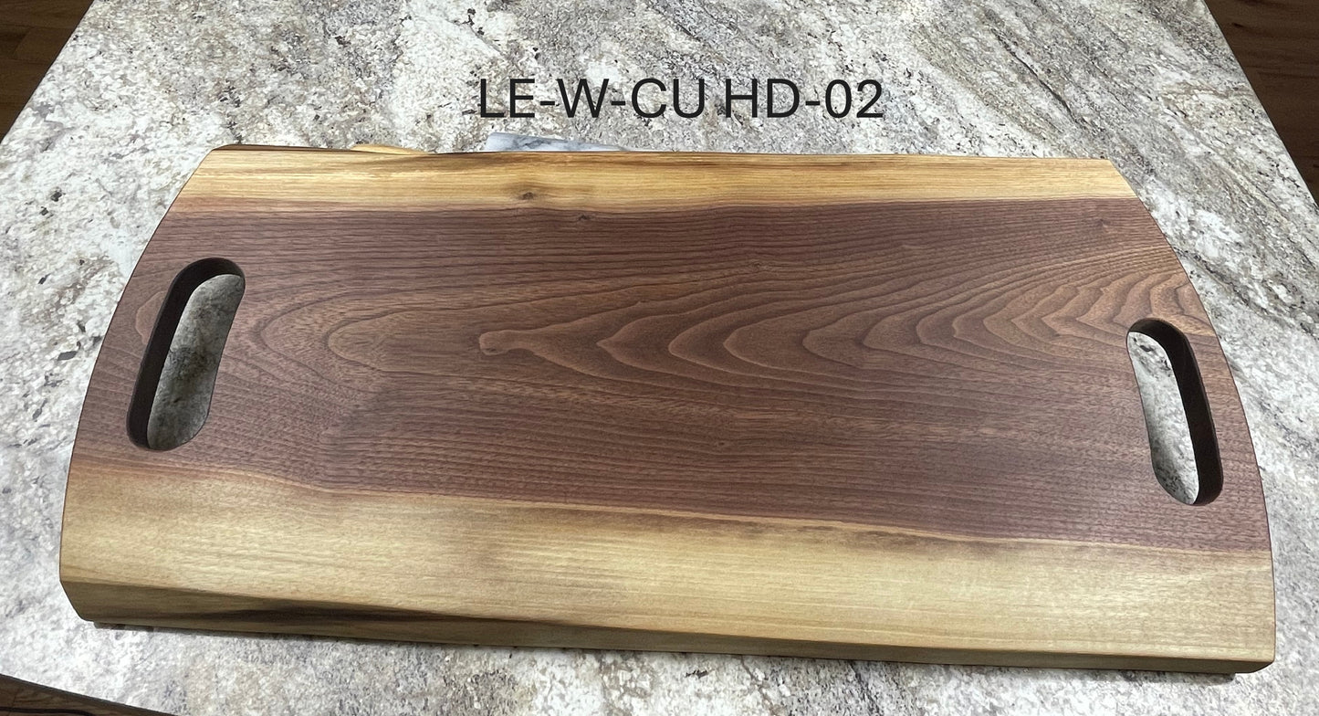 Live Edge Walnut Charcuterie Boards with Cut in Handles