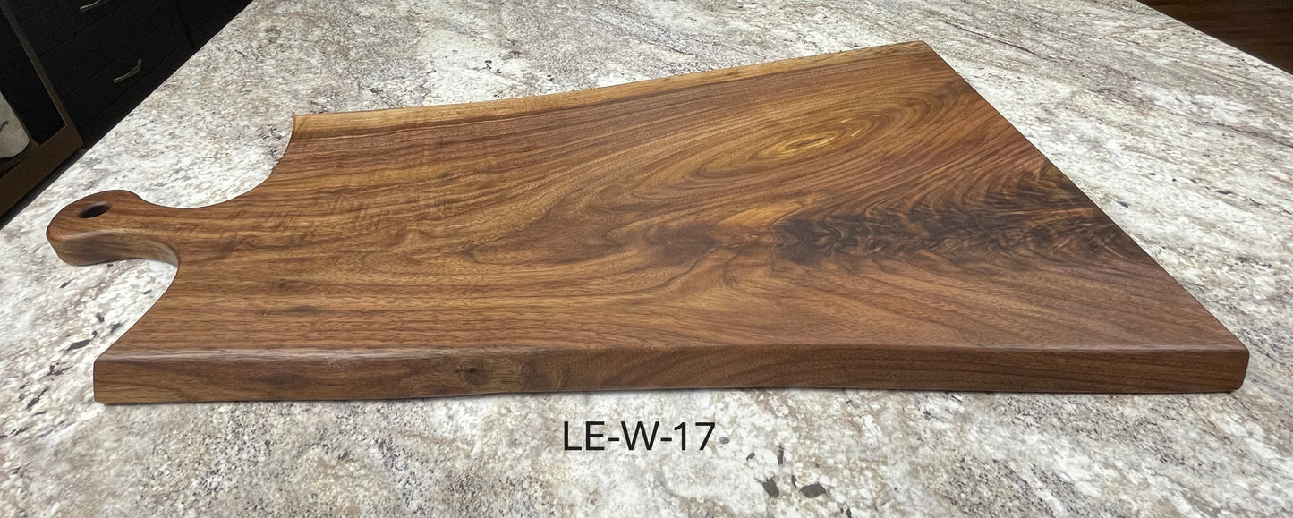 Live Edge Walnut Wooden Handle Charcuterie & Cheese Boards