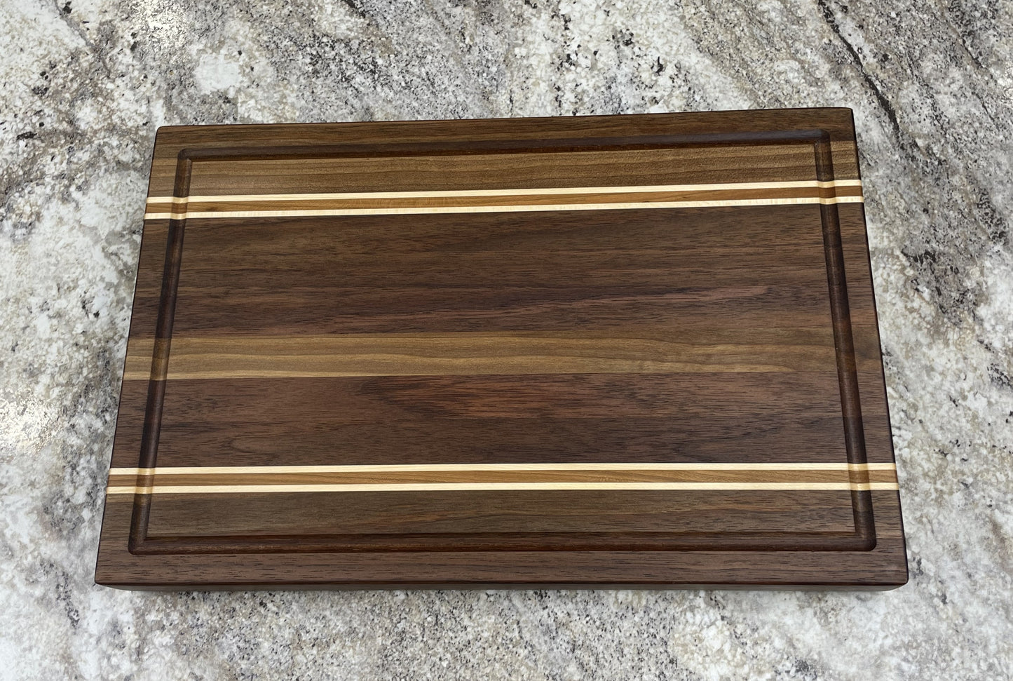 Walnut With Cherry & Maple Accent Strips Edge Grain Cutting Board
