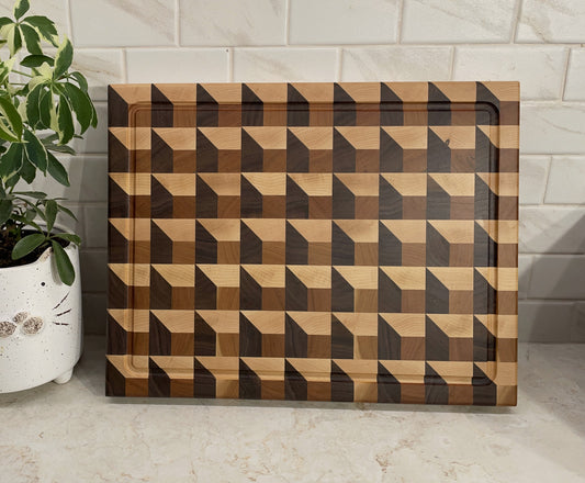 3D End Grain Walnut, Cherry and Maple Waffle Cutting Board