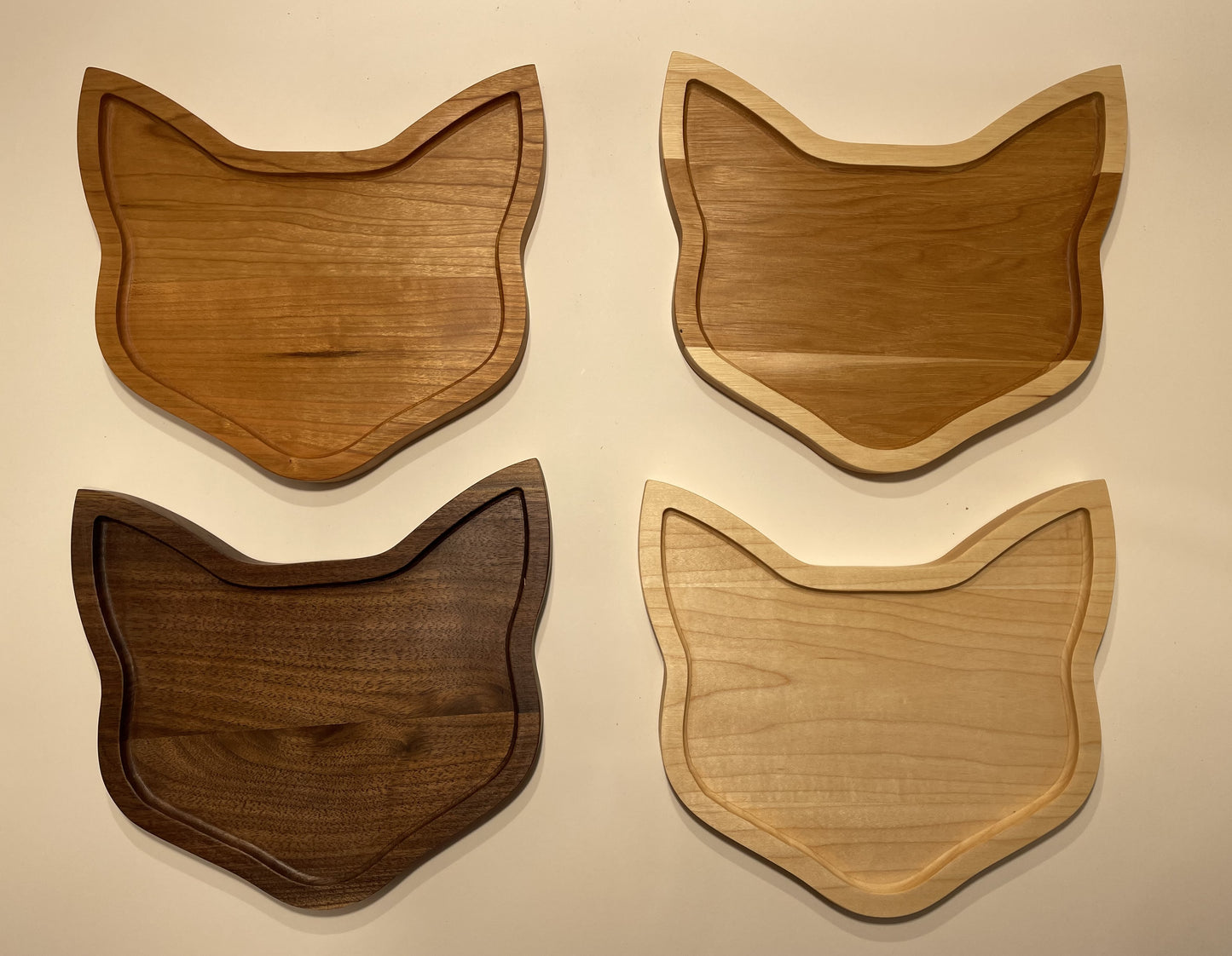 Wooden Cat Head Catch All Tray - Walnut, Cherry, Maple or Hickory