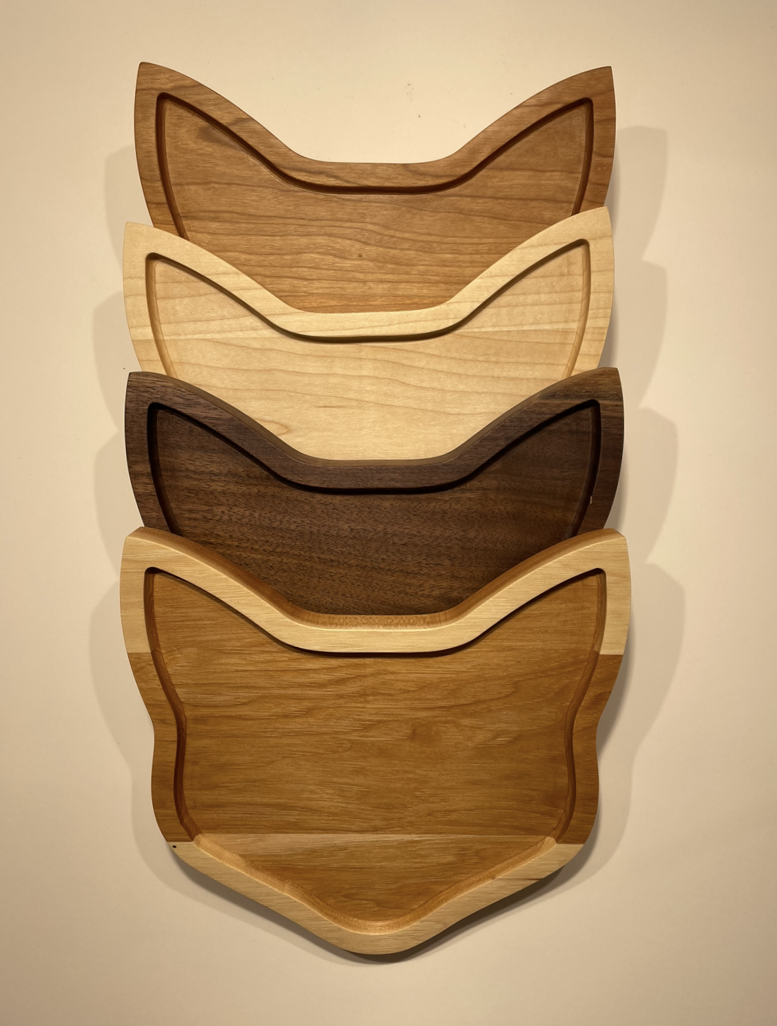 Wooden Cat Head Catch All Tray - Walnut, Cherry, Maple or Hickory