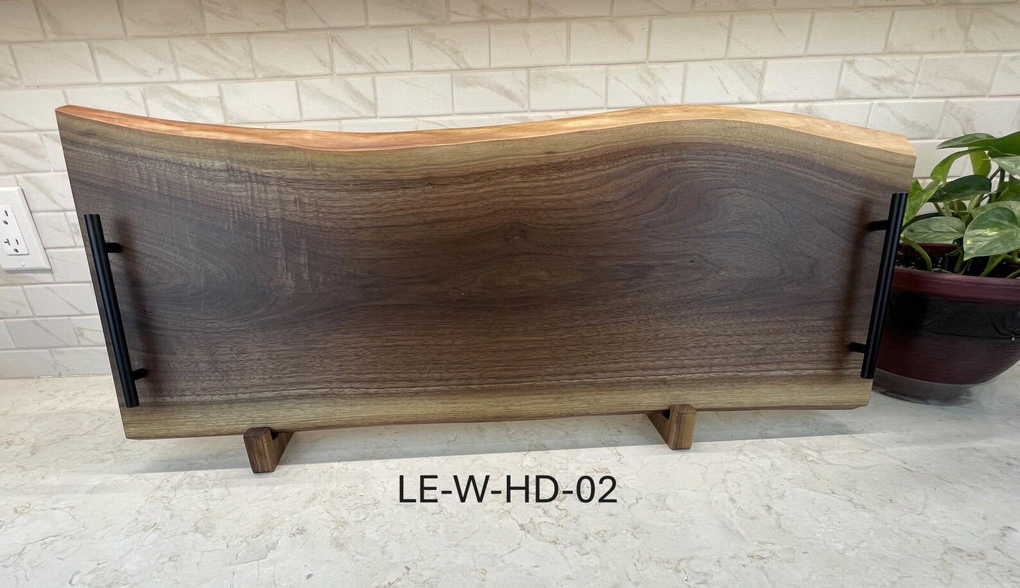 Live Edge Walnut Charcuterie Boards with Metal Handles