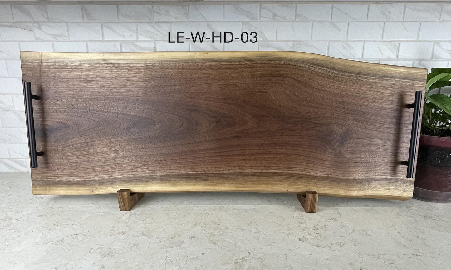 Live Edge Walnut Charcuterie Boards with Metal Handles