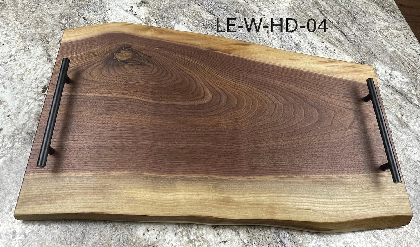 Live Edge Walnut Charcuterie Boards with Metal Handles