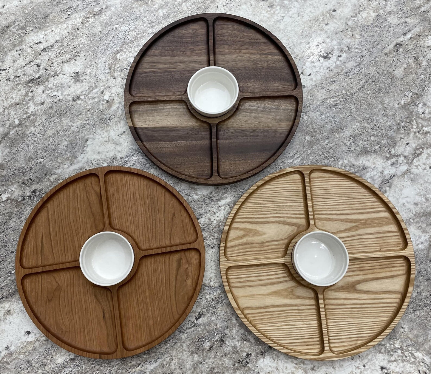 Round Four Hole Serving Tray with Center Dish