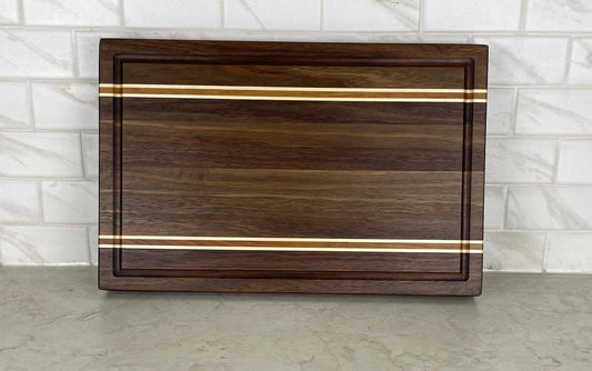 Walnut With Cherry & Maple Accent Strips Edge Grain Cutting Board