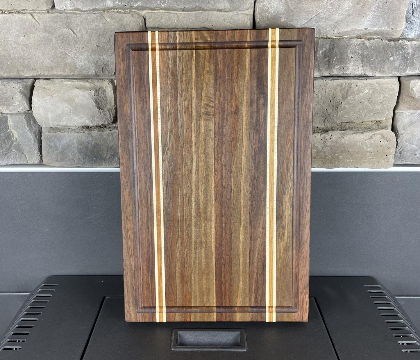 Walnut With Cherry & Maple Accent Strips Edge Grain Cutting Board