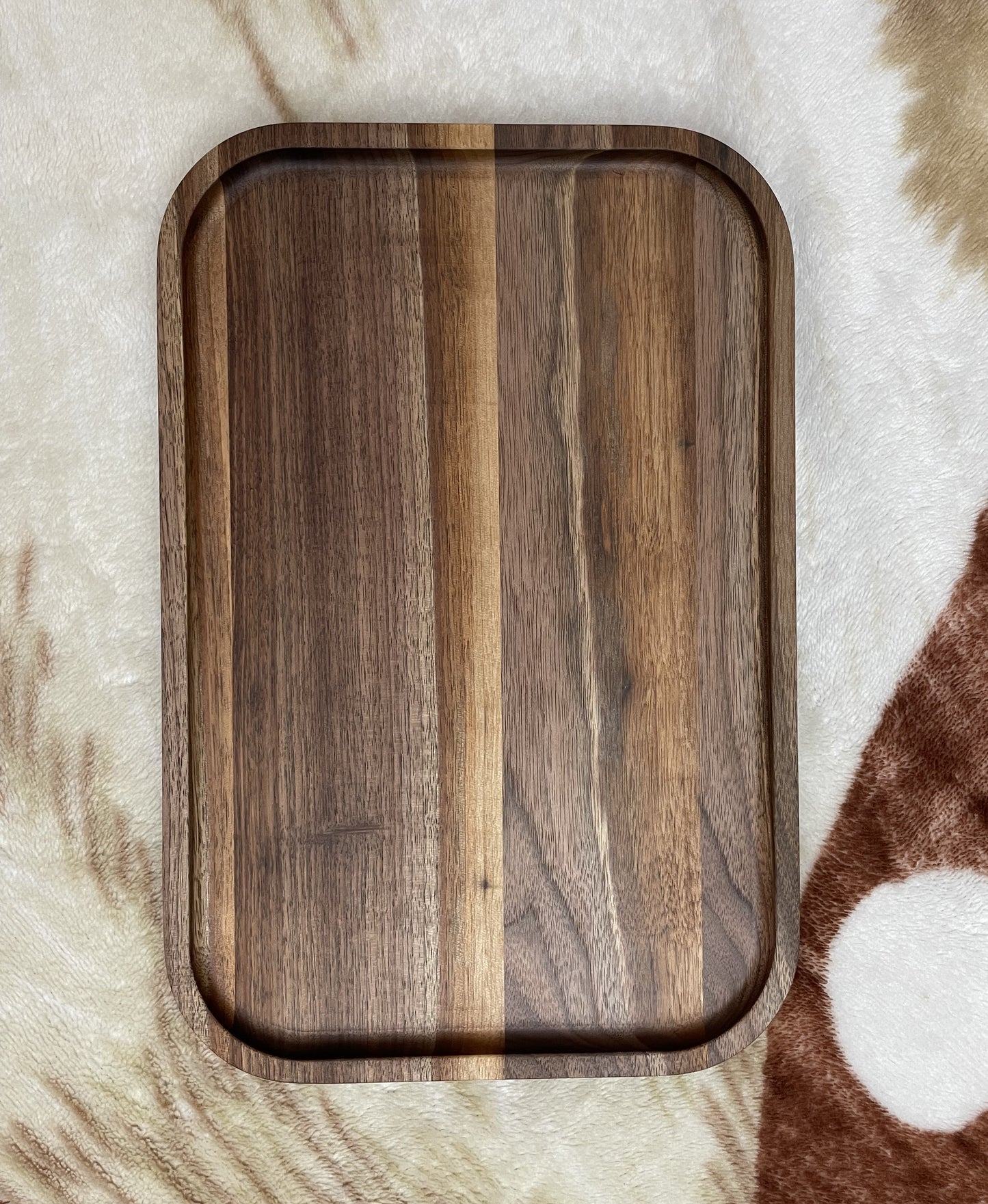 Wooden Solid Rectangular Catch All Tray - Walnut, Cherry, Oak, or Hickory