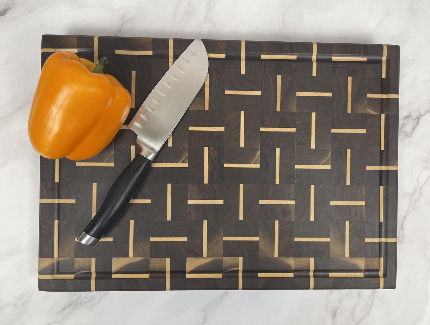 Walnut With Staggered Maple Accents Cutting Board