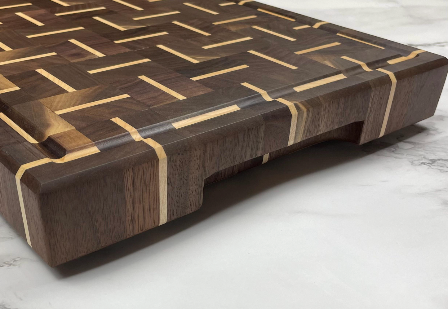 Walnut With Staggered Maple Accents Cutting Board