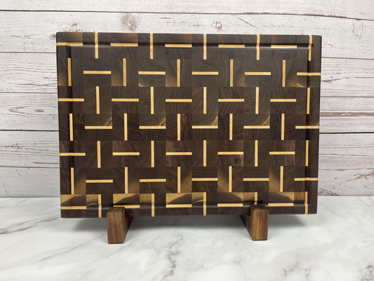 Walnut With Staggered Maple Accents Cutting Board