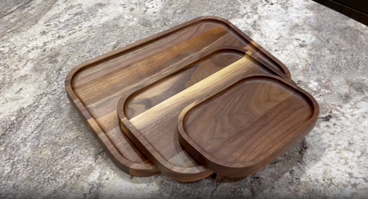 Wooden Solid Rectangular Catch All Tray - Walnut, Cherry, Oak, or Hickory