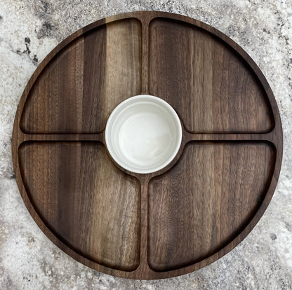 Round Four Hole Serving Tray with Center Dish