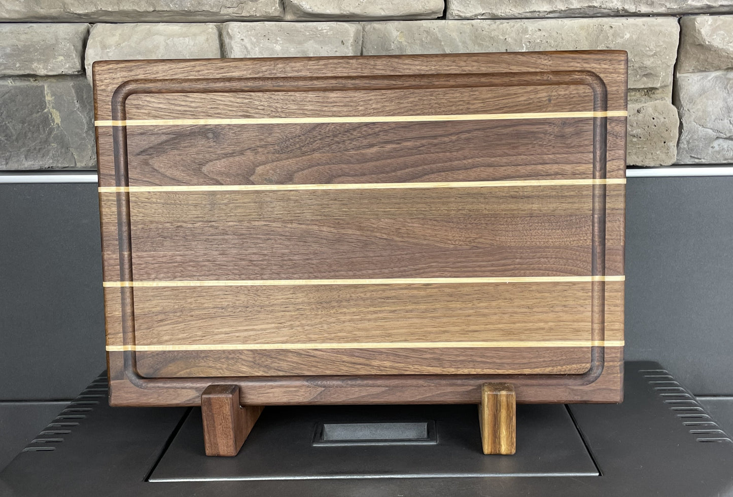 Edge Grain Walnut Cutting Board with Maple Accent Strips