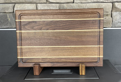 Edge Grain Walnut Cutting Board with Maple Accent Strips