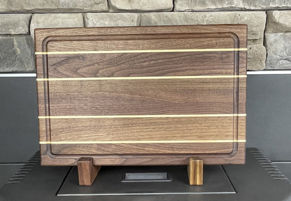 Edge Grain Walnut Cutting Board with Maple Accent Strips