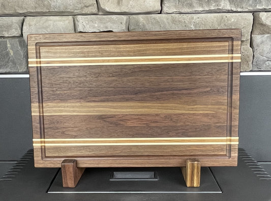 Walnut With Cherry & Maple Accent Strips Edge Grain Cutting Board
