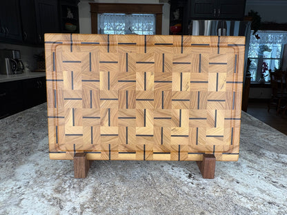 White Elm End Grain With Alternating Walnut Accent Strips