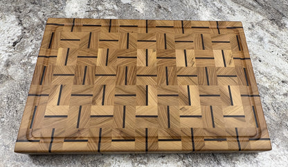White Elm End Grain With Alternating Walnut Accent Strips