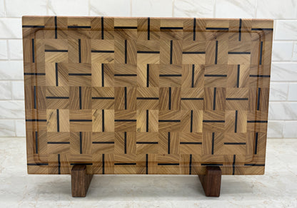 White Elm End Grain With Alternating Walnut Accent Strips
