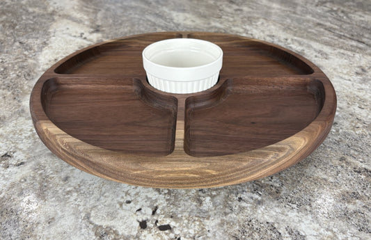 Rotating Round Four Hole Serving Tray with Center Dish