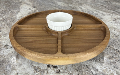 Rotating Round Four Hole Serving Tray with Center Dish