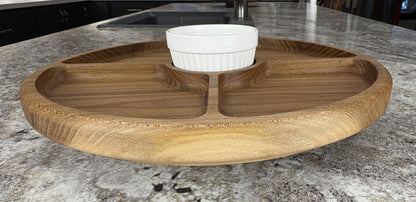 Rotating Round Four Hole Serving Tray with Center Dish