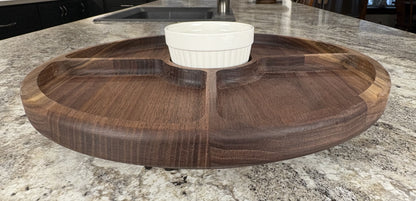 Rotating Round Four Hole Serving Tray with Center Dish