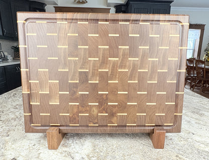 Walnut with Maple Accent End Grain Cutting Board