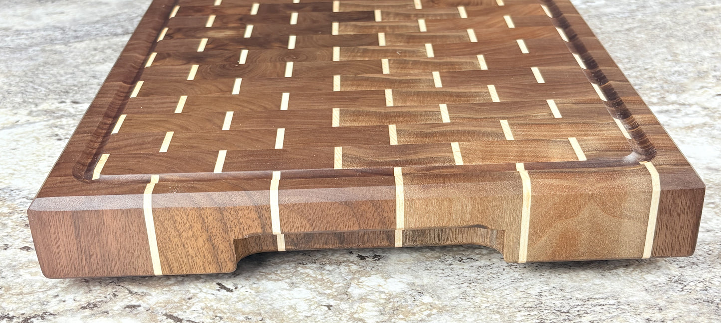 Walnut with Maple Accent End Grain Cutting Board