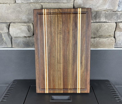 Walnut With Cherry & Maple Accent Strips Edge Grain Cutting Board