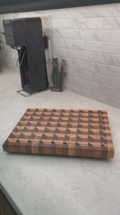 3D End Grain Walnut, Cherry and Maple Waffle Cutting Board