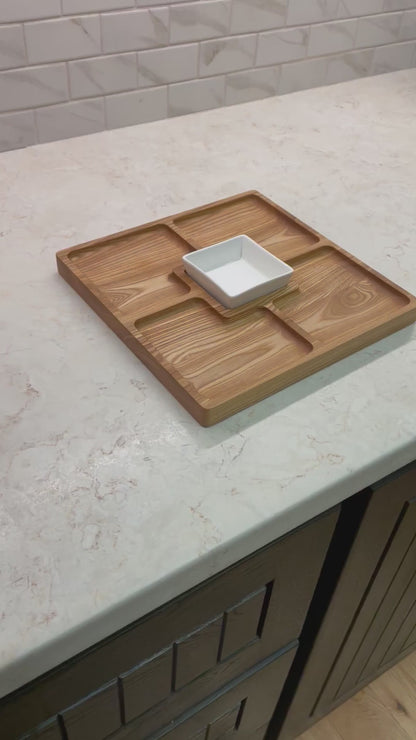 Square Four Hole Serving Tray with Center Dish