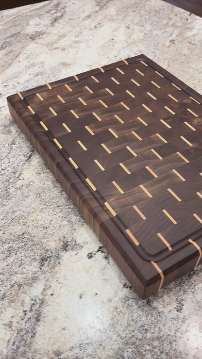 Walnut with Maple Accent End Grain Cutting Board