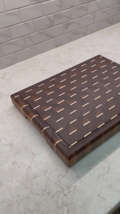 Walnut with Maple Accent End Grain Cutting Board