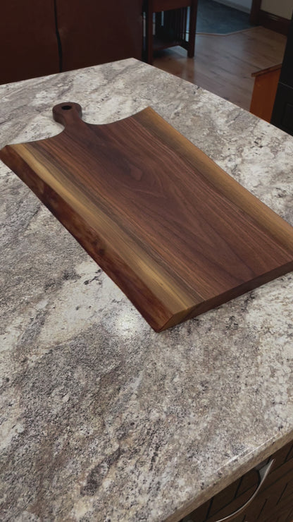 Live Edge Walnut Wooden Handle Charcuterie & Cheese Boards